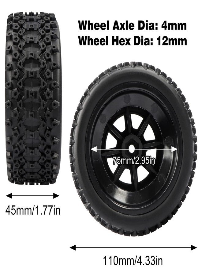 Aimrock 1/10 Pre-Mounted 12mm Hex Short Course SC Trucks Wheels and Tires Combo, Out Dia. 4.3'' for Slash Losi Tenacity Blackout SC Exceed RC Buggy Car, Set of 4 - Image 2